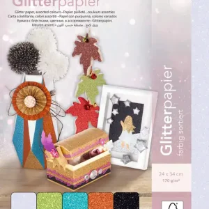 Sichere Zahlung Glitterpapiersortiment 10 Bogen sortiert