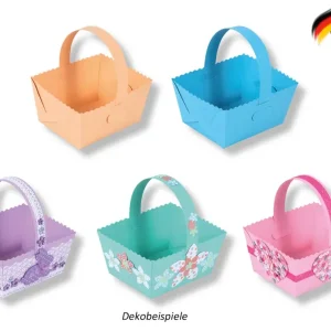 Geschenkkörbchen pastell mit Henkel, 10 Stück Rabatt