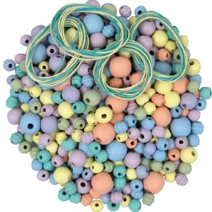 Preiswert Holzperlenmischung pastell, 200 g sortiert