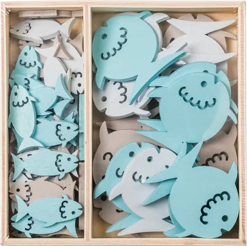 Holzstreu Fische 54 Stück sortiert SALE Letzte Chance