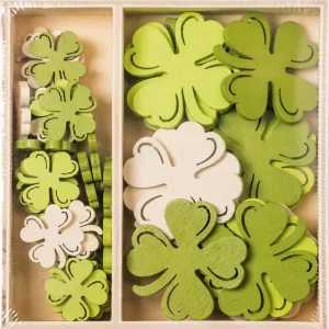 Exklusiv Holzstreu Glücksklee 54 Stück sortiert SALE