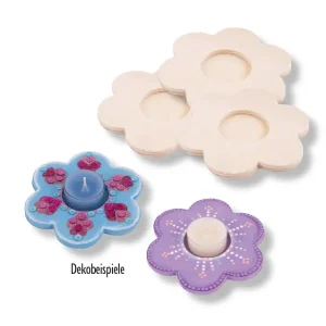 Bestseller Teelichthalter Blume, 3 Stück, aus Holz