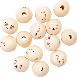 Must-Have Holzperlen süße Gesichter, 15 Stück