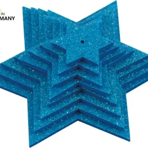Handgefertigt Glittersternenset türkis, 8-teilig, aus Moosgummi