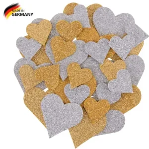 Glitterherzen gold & silber, 32 Stück sortiert Sale