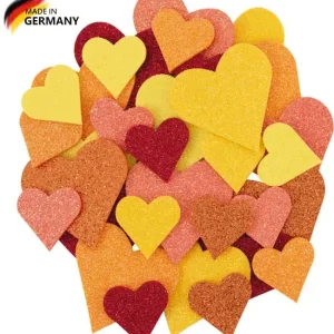 Highlight Glitterherzen Sonnentöne, 32 Stück sortiert