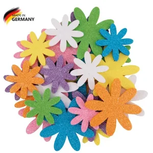 Ausverkauf Glittersommerblumen Pastelltöne, 28 St. sortiert