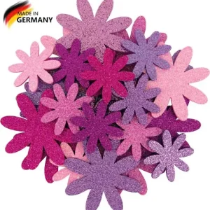 Handgefertigt Glittersommerblumen Candytöne, 28 St. sortiert