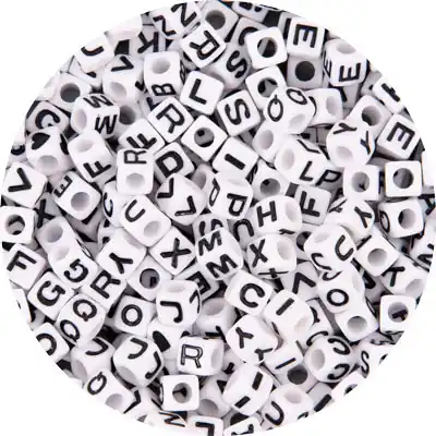 Neue Kollektion Buchstabenwürfel weiß/schwarz, 300 Stück