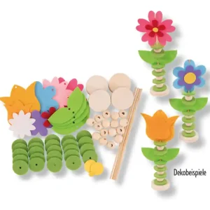 Bastelset Blumen, 63-teilig, aus Filz/Holz Super-Preis