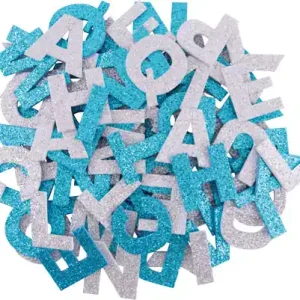 Sale Glitter Buchstabenmix azurblau & silber