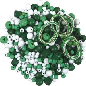 Holzperlenmischung grün, 200 g sortiert Exklusiv
