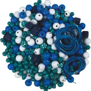 Holzperlenmischung blau, 200 g sortiert Versand Am Gleichen Tag