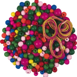 Holzperlenmischung bunt/rund, 200 g sortiert Im Trend