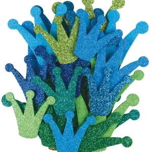 Abverkauf Glitterkronen exklusiv Meerestöne, 24 St. sortiert