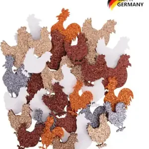 Top-Qualität Glitterhahn & Glitterhenne 32 Stück sortiert