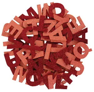 Schneller Versand Glitter Buchstabenmix orange & rot