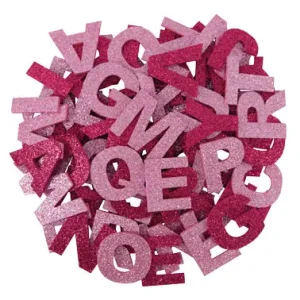 Zertifiziert Glitter Buchstabenmix zartrosa & beere