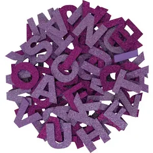 Neue Ware Glitter Buchstabenmix flieder & lila