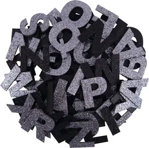 Jetzt Kaufen Glitter Buchstabenmix anthrazit & schwarz