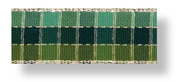 Neuheit Drahtband Karo grün/gold