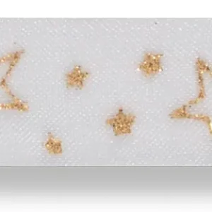 Highlight Drahtchiffonband Sterne hellblau/gold