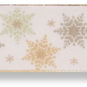 Drahtchiffonband Eiskristalle weiß/gold Top-Seller