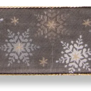 Drahtchiffonband Eiskristalle schwarz/gold Gratis Versand