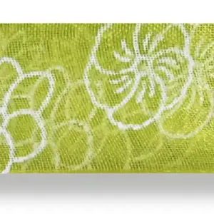 Neu Im Sortiment Drahtchiffonband Blumen apfelgrün