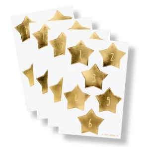Echt Adventskalender Sticker Sterne, gold glänzend