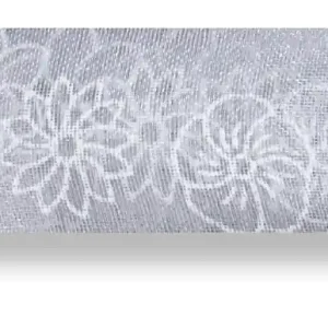 Kostenloser Versand Drahtchiffonband Blumen hellgrau