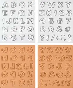 Letzte Chance Moosgummi Stempelset Alphabet & Zahlen Kontur