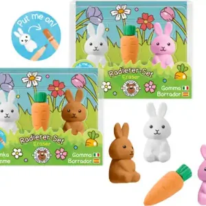 Sichere Zahlung Radierer Hasen & Karotte, 3 Stück