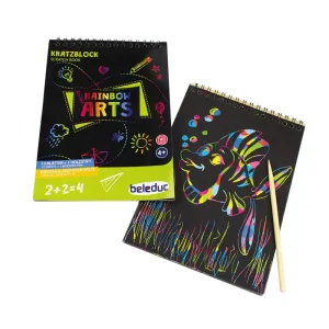 Regenbogen Kratzbilder Spiralblock, 12 Blatt Preisknaller